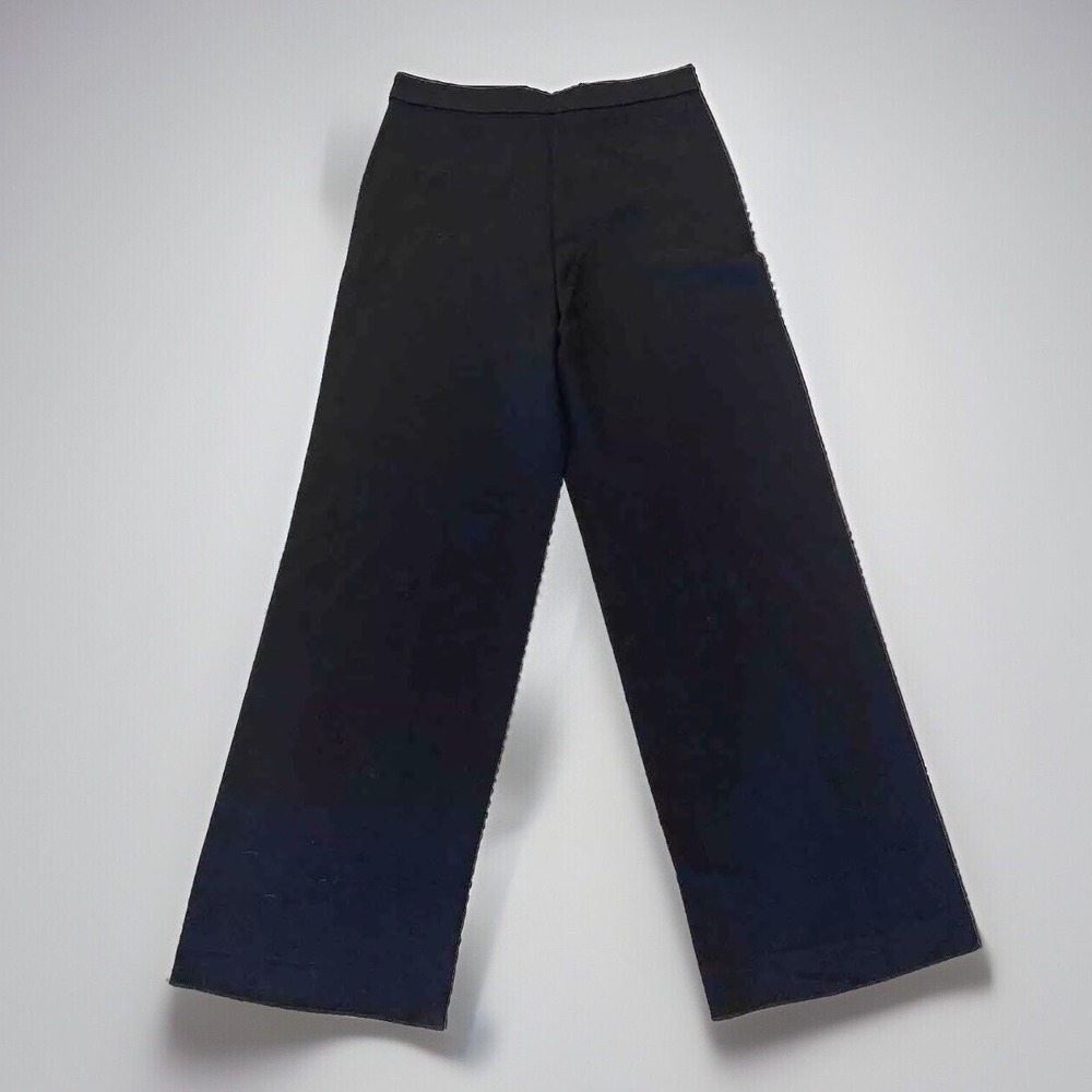 St. John Wide Leg‎ Sailor Pants Womens 12 Caviar Black Gold Button High Rise NEW - Picture 3 of 13